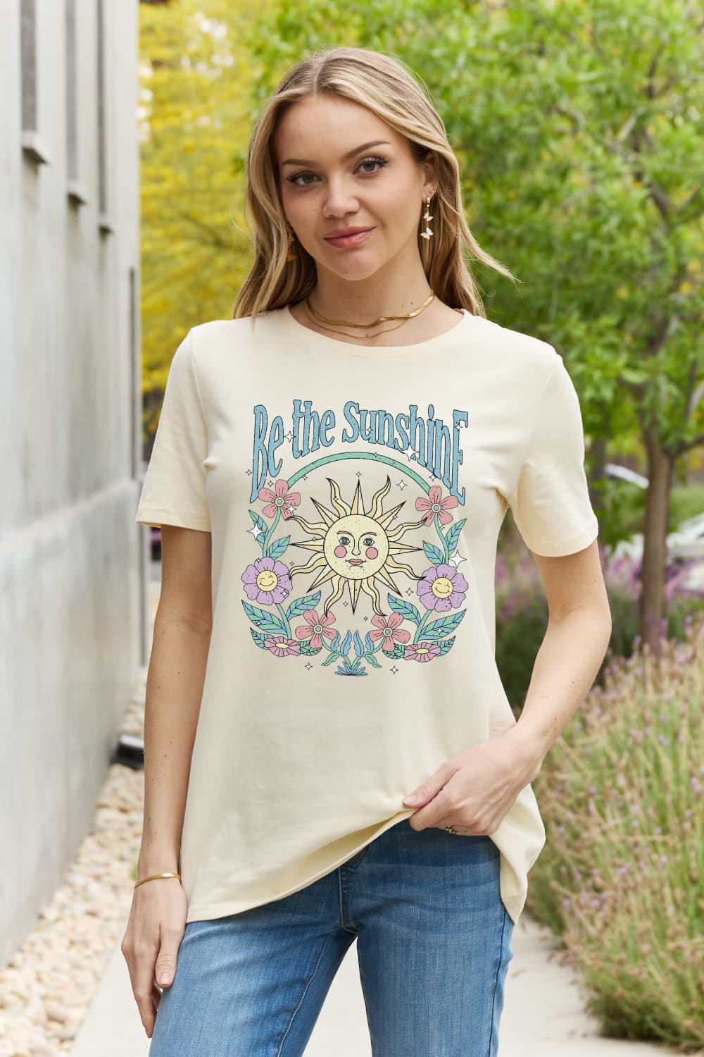 Simply Love BE THE SUNSHINE Camiseta estampada de algodón