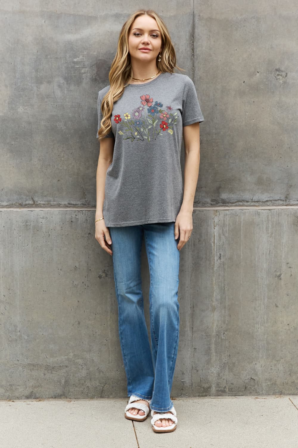 Simply Love Flower Graphic Cotton Tee