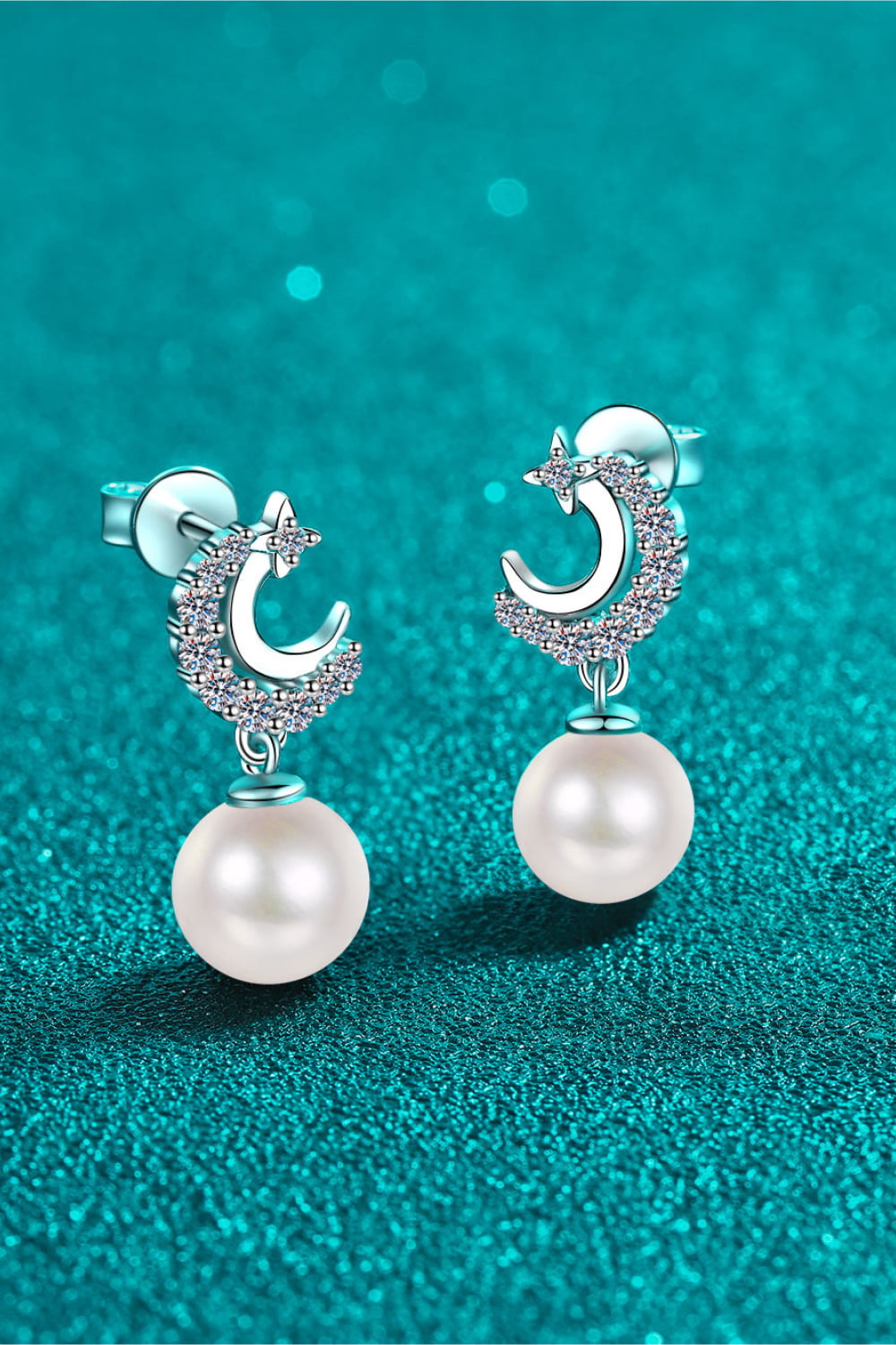 Aretes colgantes de perlas de moissanita