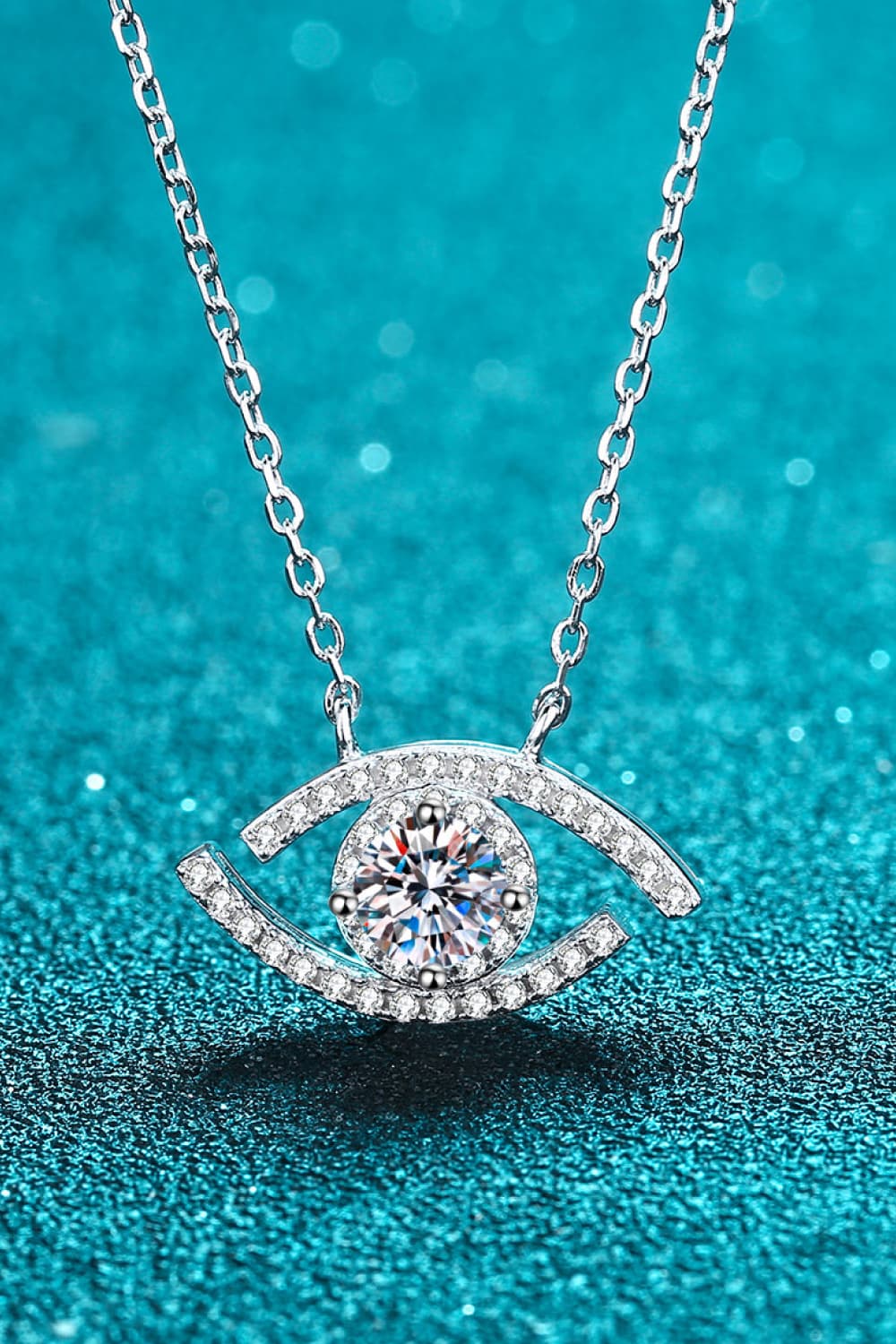 Moissanite mal de ojo colgante 925 collar de plata esterlina