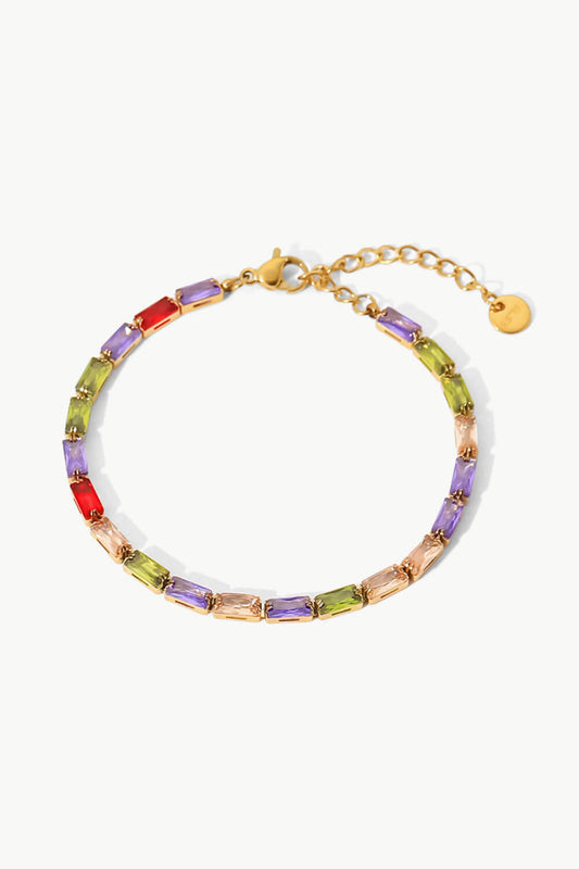 Pulsera de circonitas cúbicas multicolores chapada en oro de 18 quilates