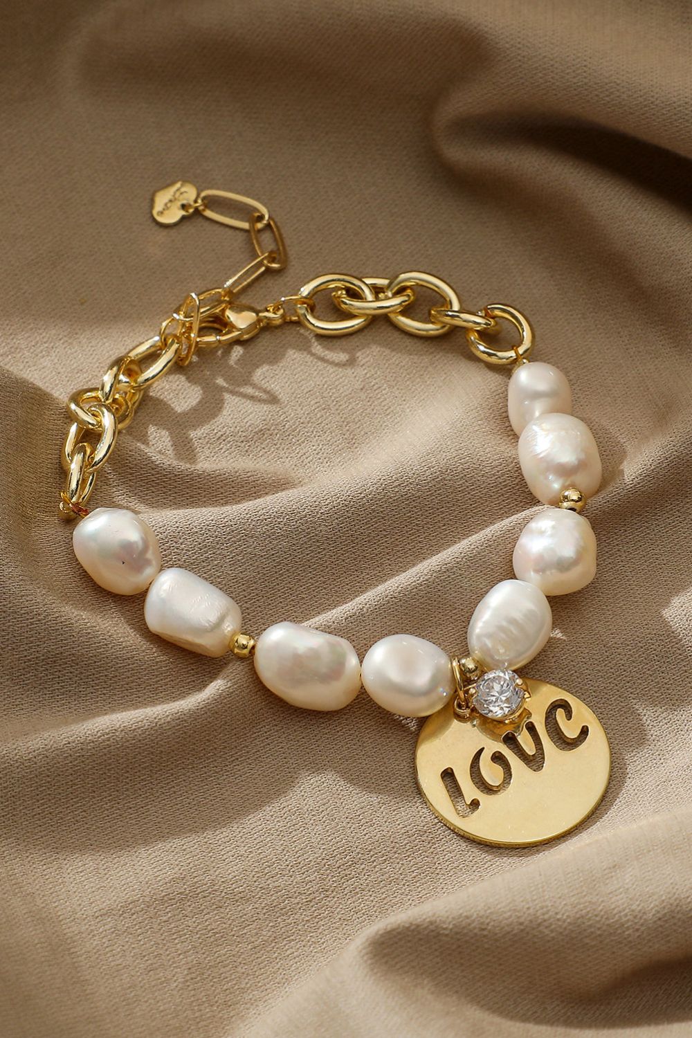 LOVE Pulsera de perlas de agua dulce 