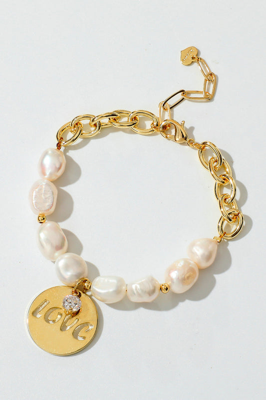 LOVE Pulsera de perlas de agua dulce 