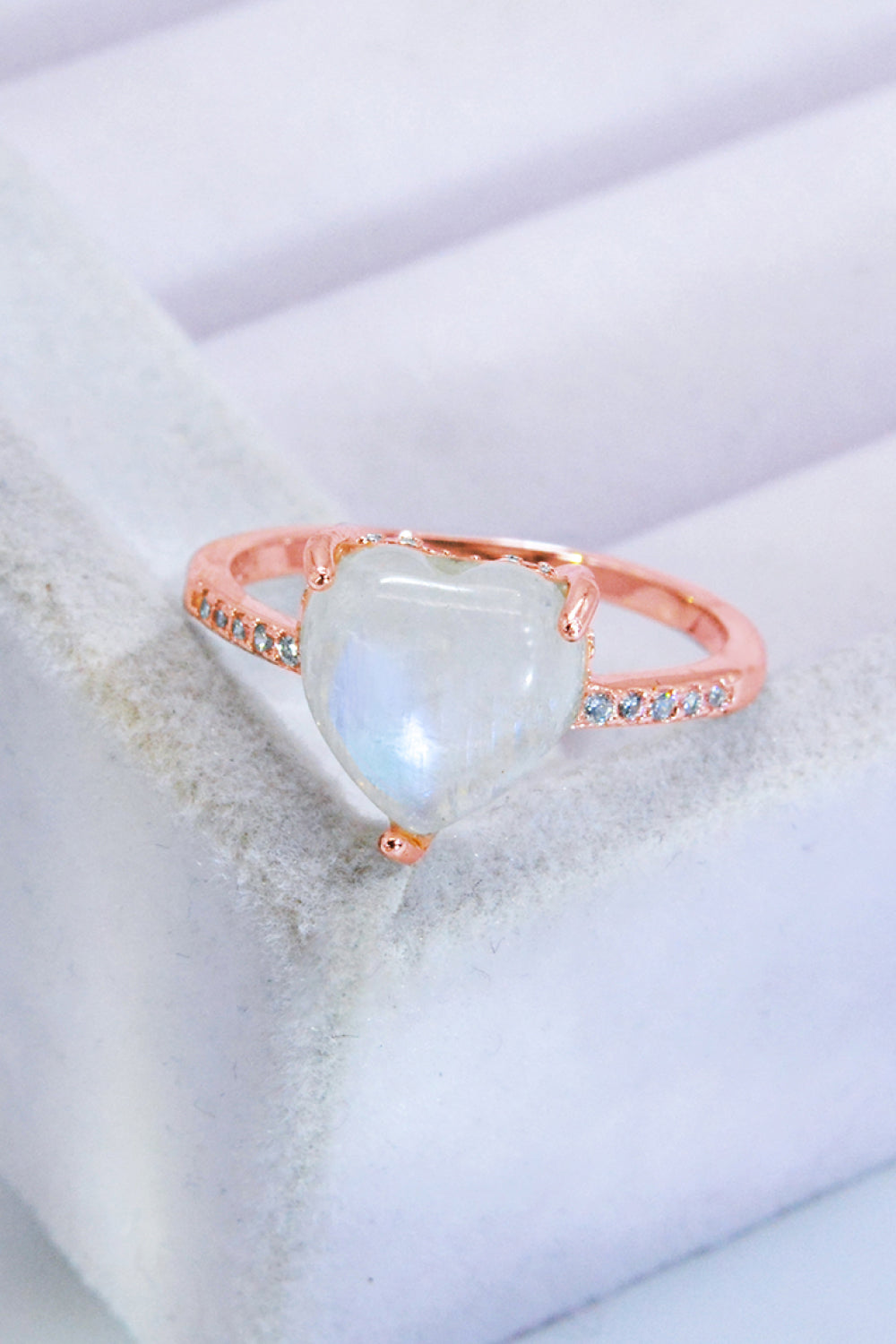 Heart-Shaped Natural Moonstone Ring