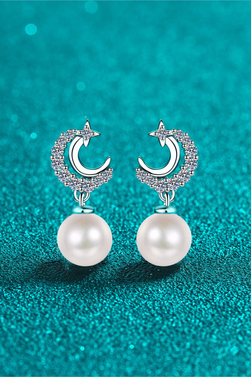 Aretes colgantes de perlas de moissanita