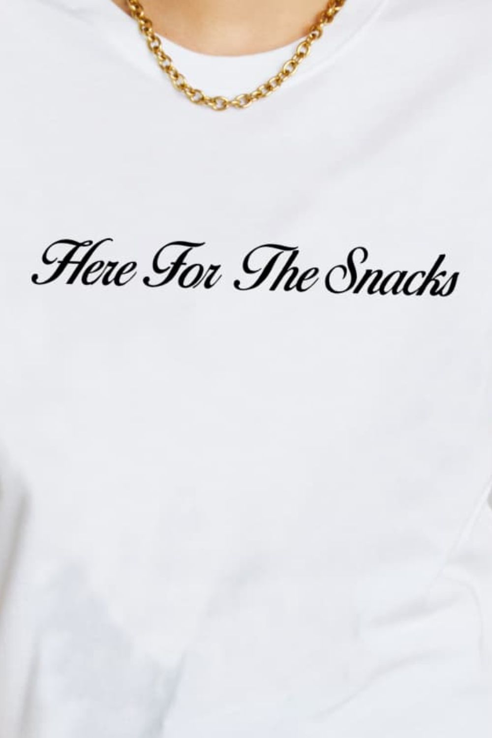 Simply Love AQUÍ PARA LOS SNACKS Camiseta gráfica de algodón