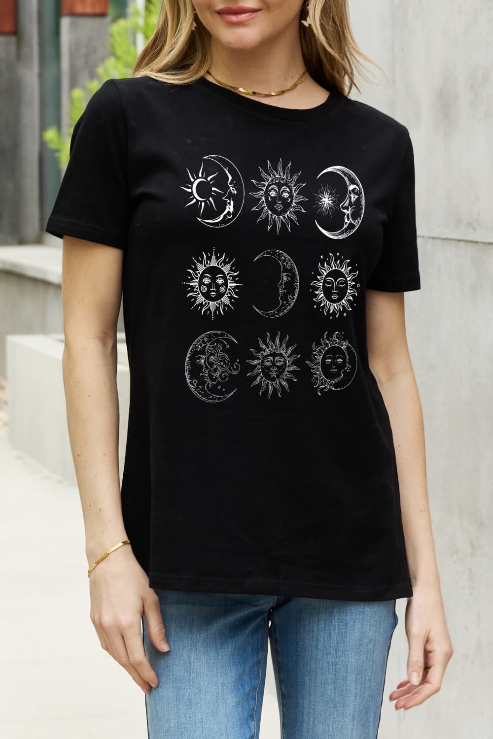 Simply Love Sun and Moon Graphic Cotton Tee