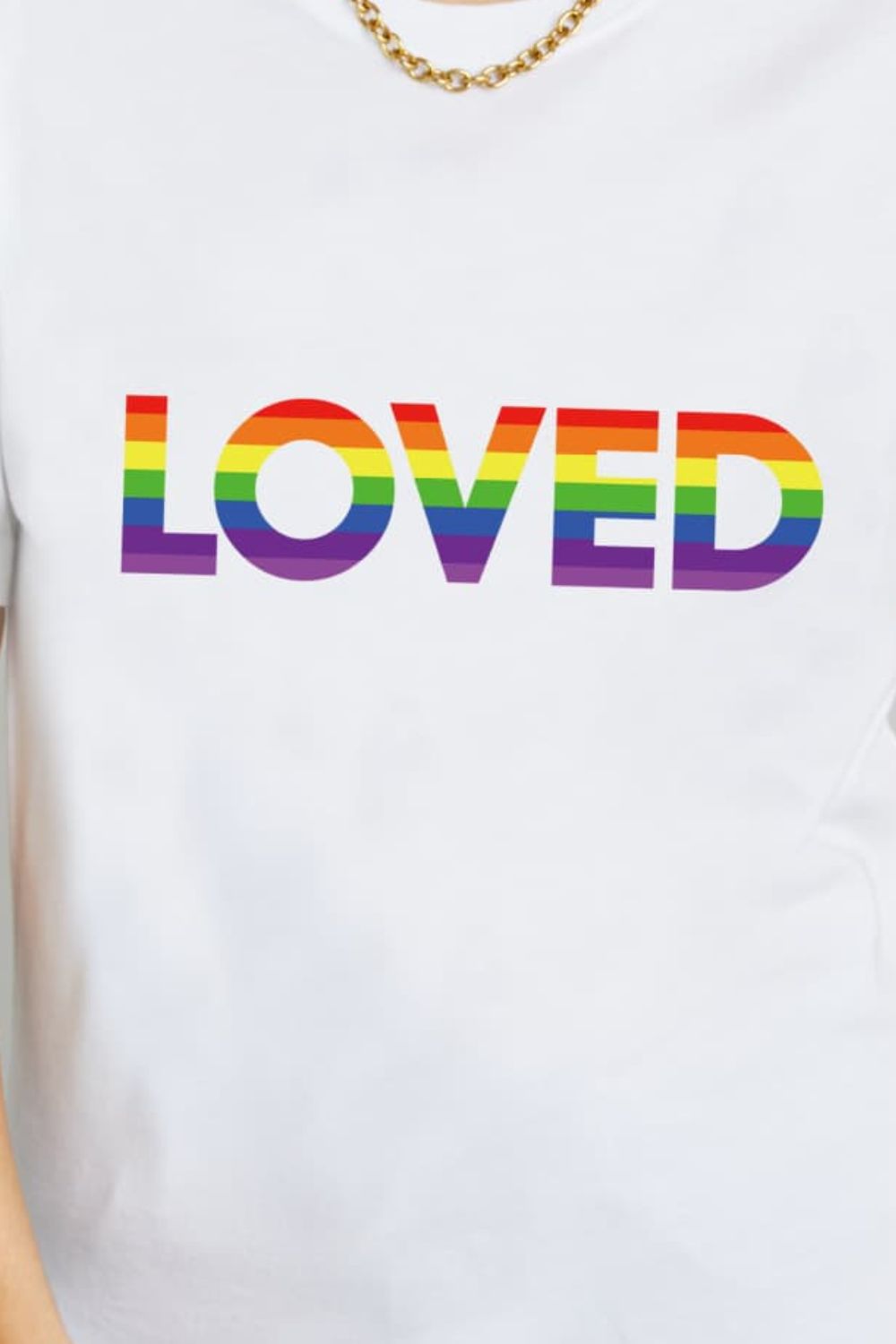 Camiseta estampada de algodón Simply Love LOVED