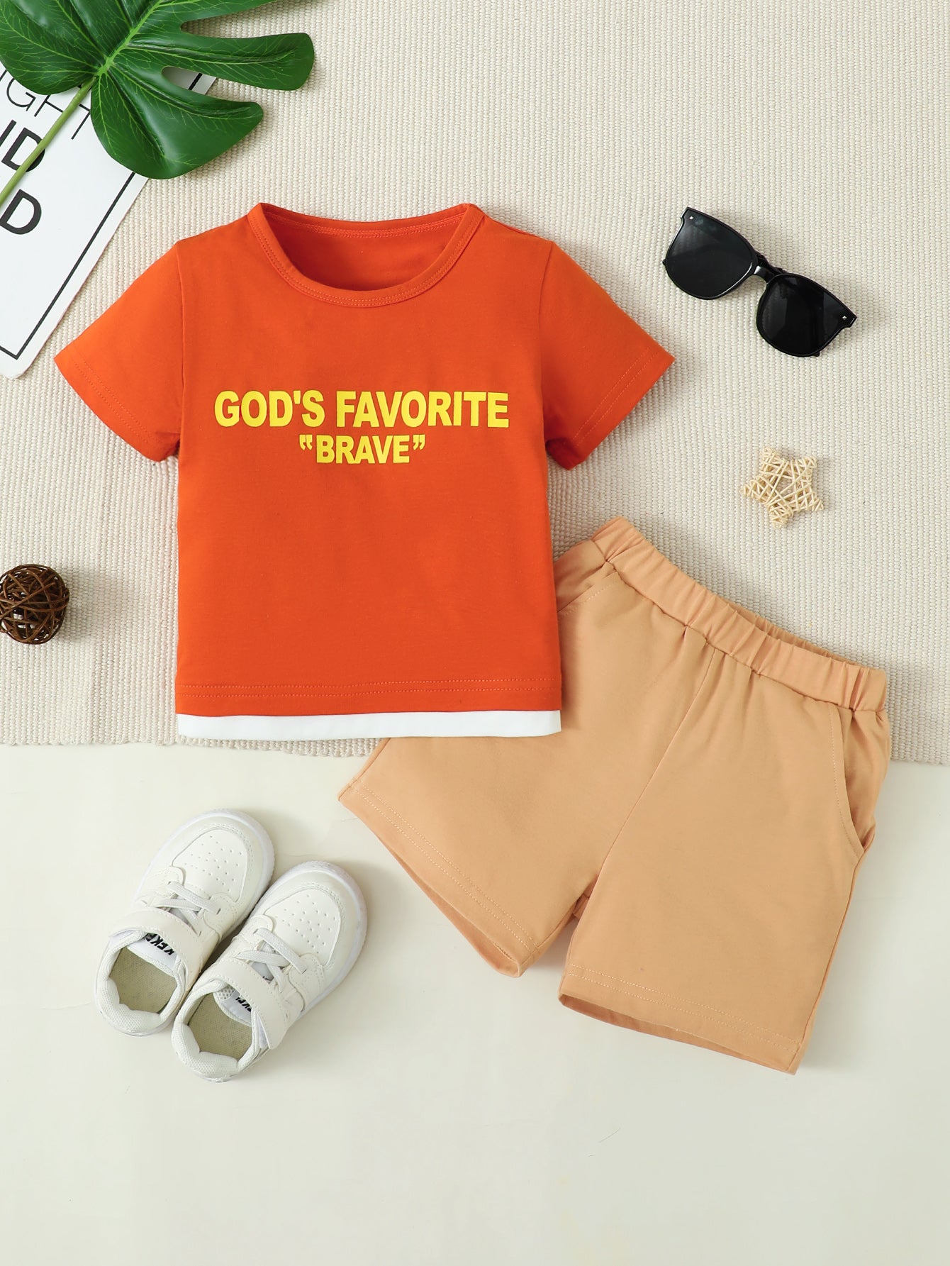 Conjunto de pantalón corto y camiseta con estampado de GOD'S FAVORITE BRAVE