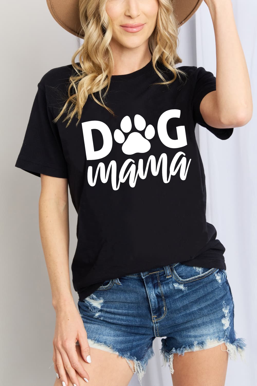 Camiseta de algodón con gráfico Simply Love DOG MAMA