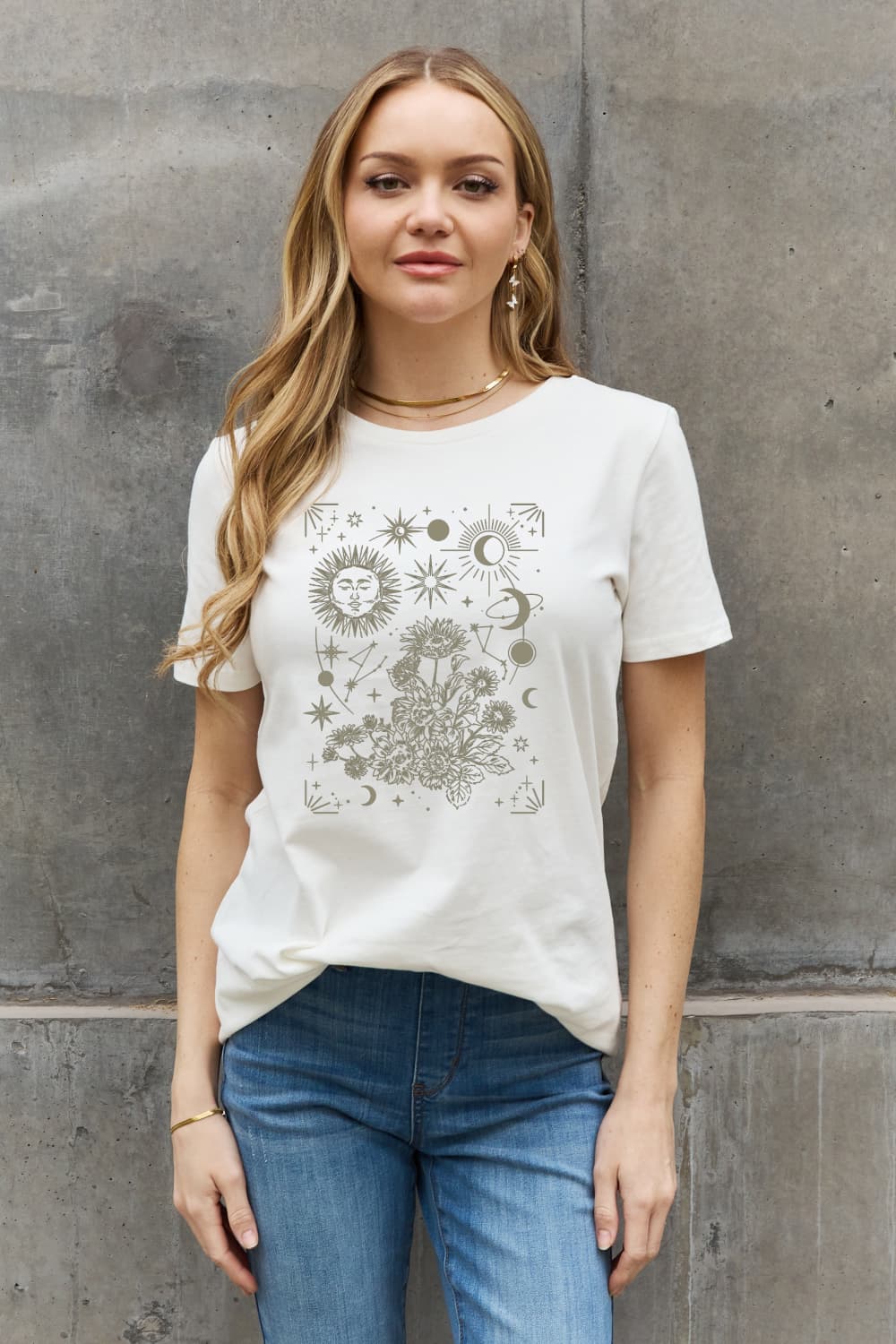 Camiseta de algodón de manga corta con gráfico Celestial de Simply Love