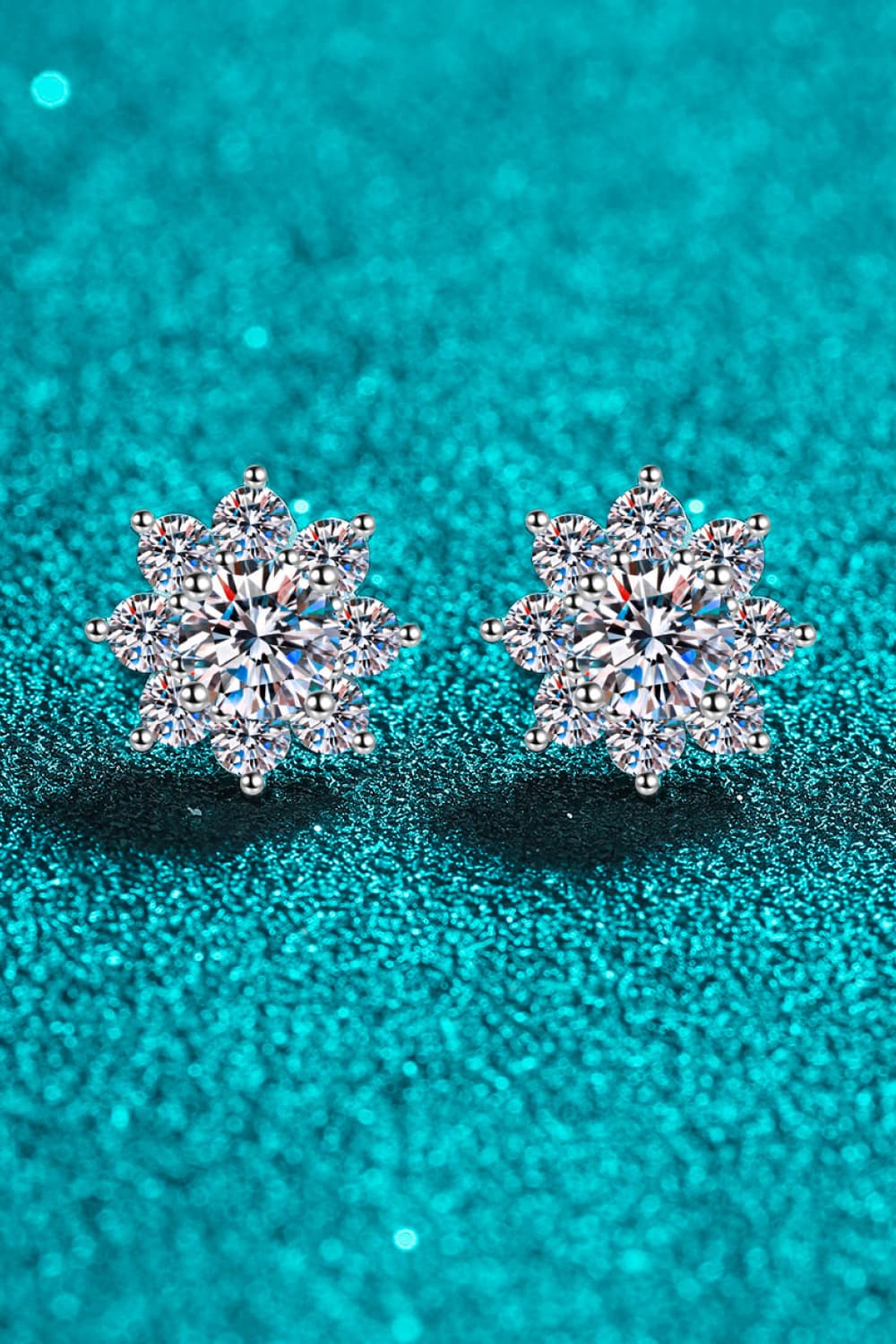 Pendientes de flor de plata esterlina 925 moissanite de 1 quilate