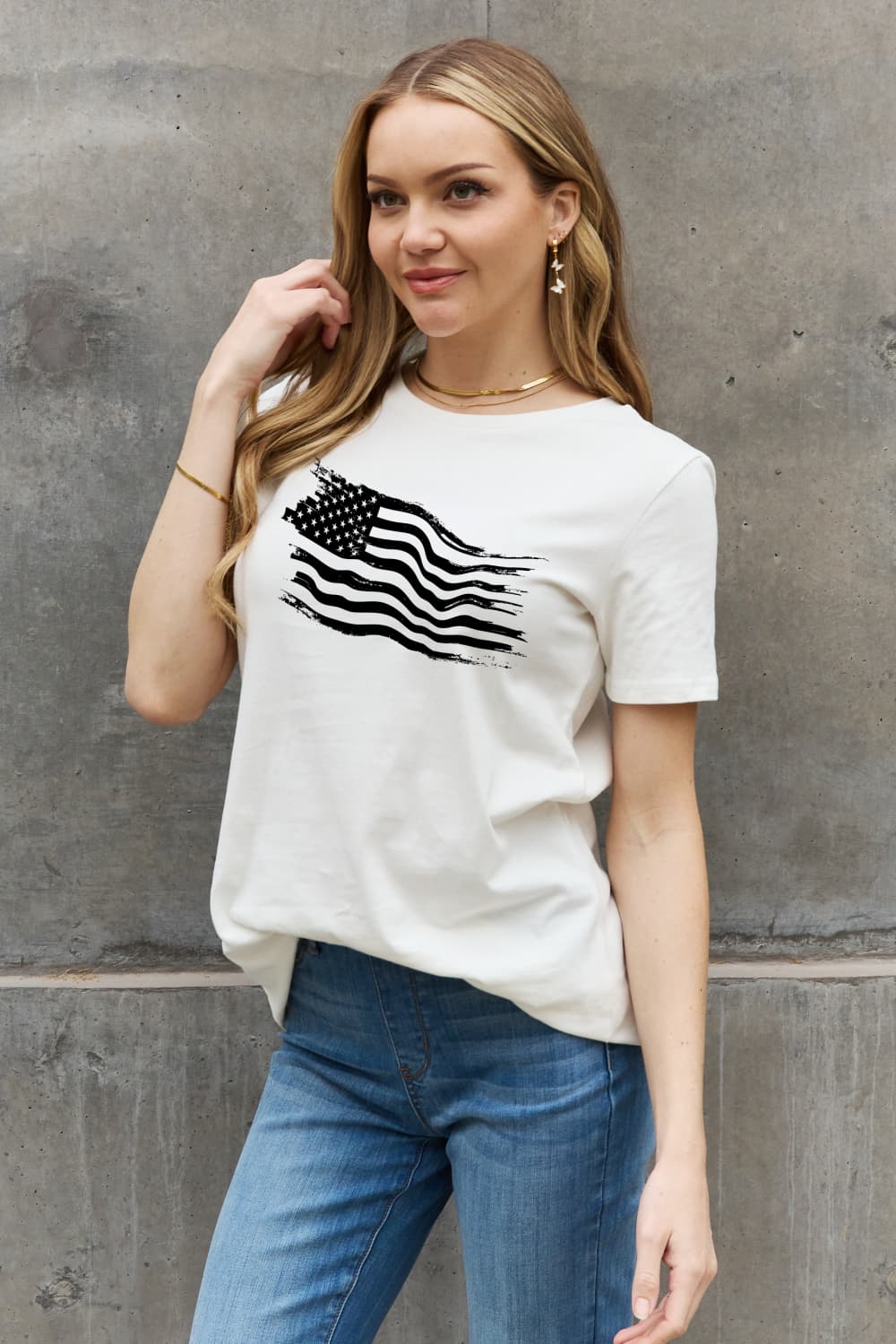 Simply Love US Flag Graphic Cotton Tee