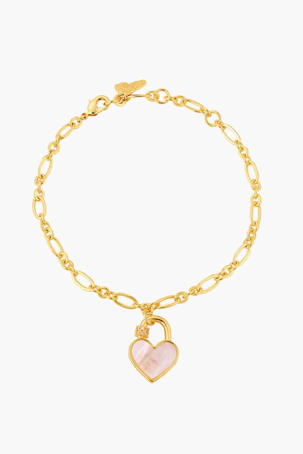 Pulsera con dije de candado en forma de corazón