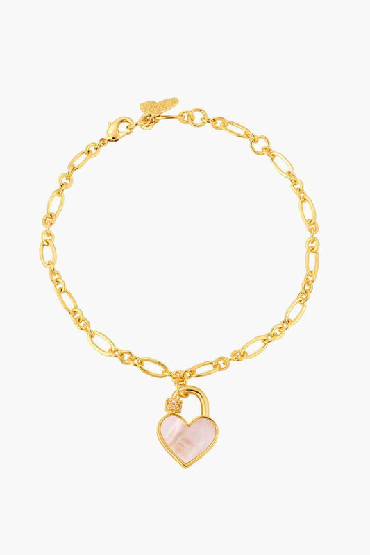 Pulsera con dije de candado en forma de corazón