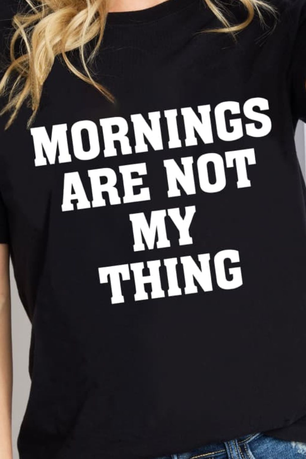 Simply Love LAS MAÑANAS NO SON LO MÍO Camiseta gráfica de algodón