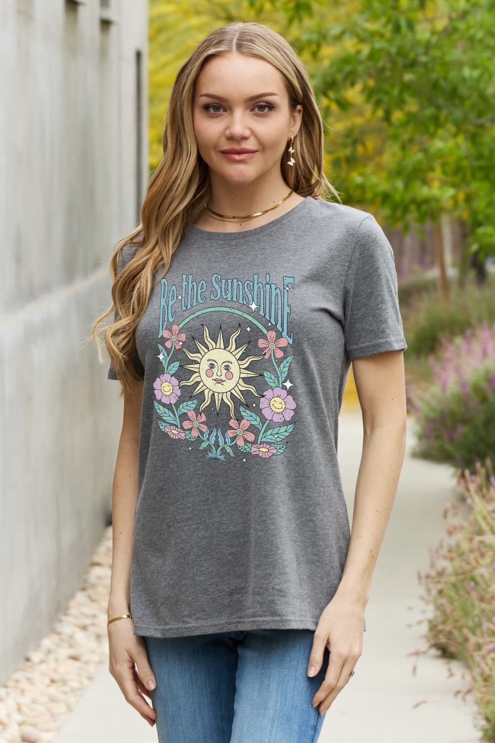 Simply Love BE THE SUNSHINE Camiseta estampada de algodón