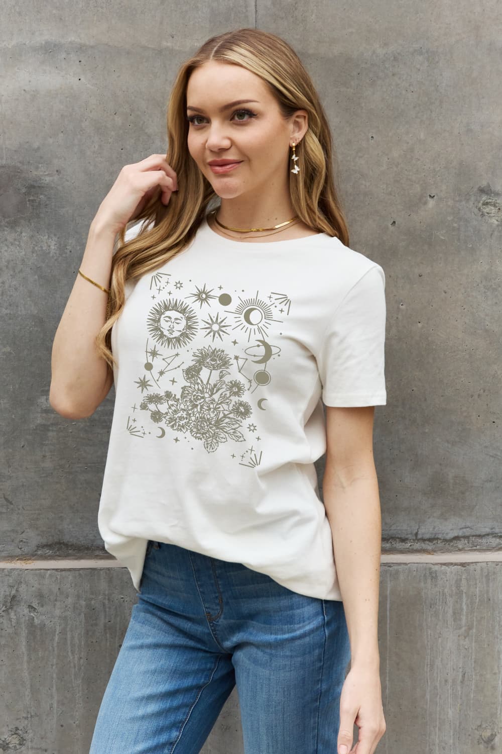 Camiseta de algodón de manga corta con gráfico Celestial de Simply Love