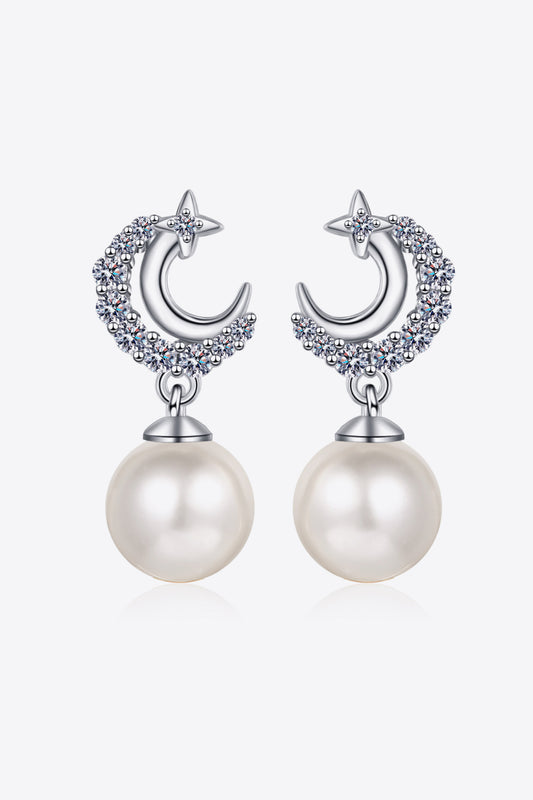 Aretes colgantes de perlas de moissanita