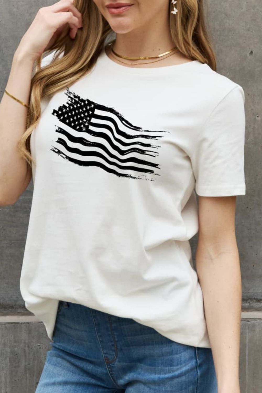 Simply Love US Flag Graphic Cotton Tee